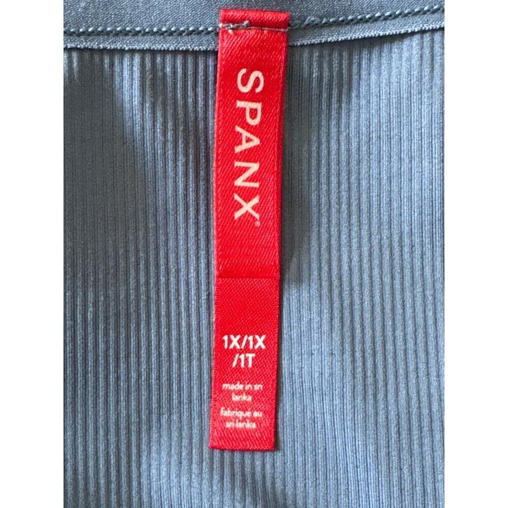 Spanx Rib Boatneck Thong Bodysuit, Indigo Haze Long Sleeves Women's Size 1X - Picture 9 of 12